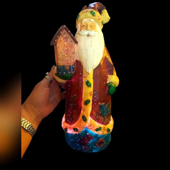 16" Fiber Optic Color Changing Light up Santa Clause Figure Figurine - Picture 4 of 9